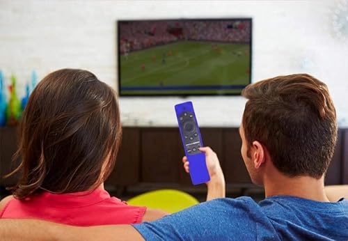 Image of Silicone Tv Remote Cover Compatible with Samsung Smart TV Remote BN59-01312A QLED 8K 4K Protective Cover with Loop - (Remote Control not Included) (Blue - Style 9)