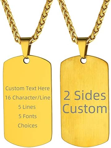 Supcare Customised Dog Tag/Heart/Round Disc Necklaces for Men Women Stainless Steel/18K Gold Plated Inscription Engraved/Photo Printing ID Tag Pendants, with Gift Box