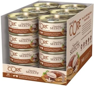 Wellness CORE Signature Selects 24x79g, Huhn & Truthahn – Nassfutter | leckere Streifen in Sauce, getreidefrei, natürlich, hypoallergen, proteinreich, hoher Fleischanteil,für Katze
