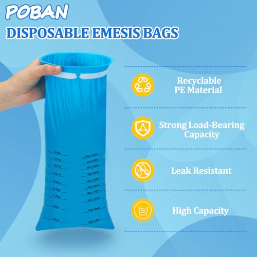 Image of 25 Pack Vomit Bags Disposable, Emesis Bags Portable, 1000ml Throw-Up Leak-Proof - Blue Barf & Puke Bag for Cars, Travel, and Planes