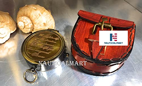 Brújula Náutica Vintage con Grabado Poema y Funda de Cuero miniatura 7