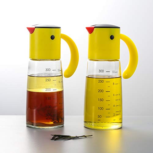 Olive Oil Dispenser Bottle For Kitchen Cooking - Auto Flip Condiment Container With Automatic Cap And Stopper - Leakproof Vinegar Glass Cruet Stainless Steel Non-Drip Spout (Set Of 2) #TOP6