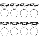 Rcanedny 10 Pieces Angel Halo Headbands Feather Angel Halo Headband Black Halo Headband Halloween...