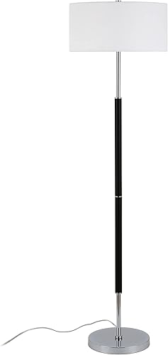 Miniatura 8 de Simone - Lámpara de pie de 2 bombillas con pantalla de tela en roble rústicolatónblanco