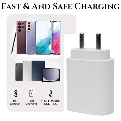 Image of Umake 25W USB-C PD Fast Charger Adapter, Super Fast Type-C, Compatible with Samsung Galaxy S25 /S24 /S23, A55 /A54, M55 /M35, F54 /F34, Pixel, OnePlus - BIS Certified