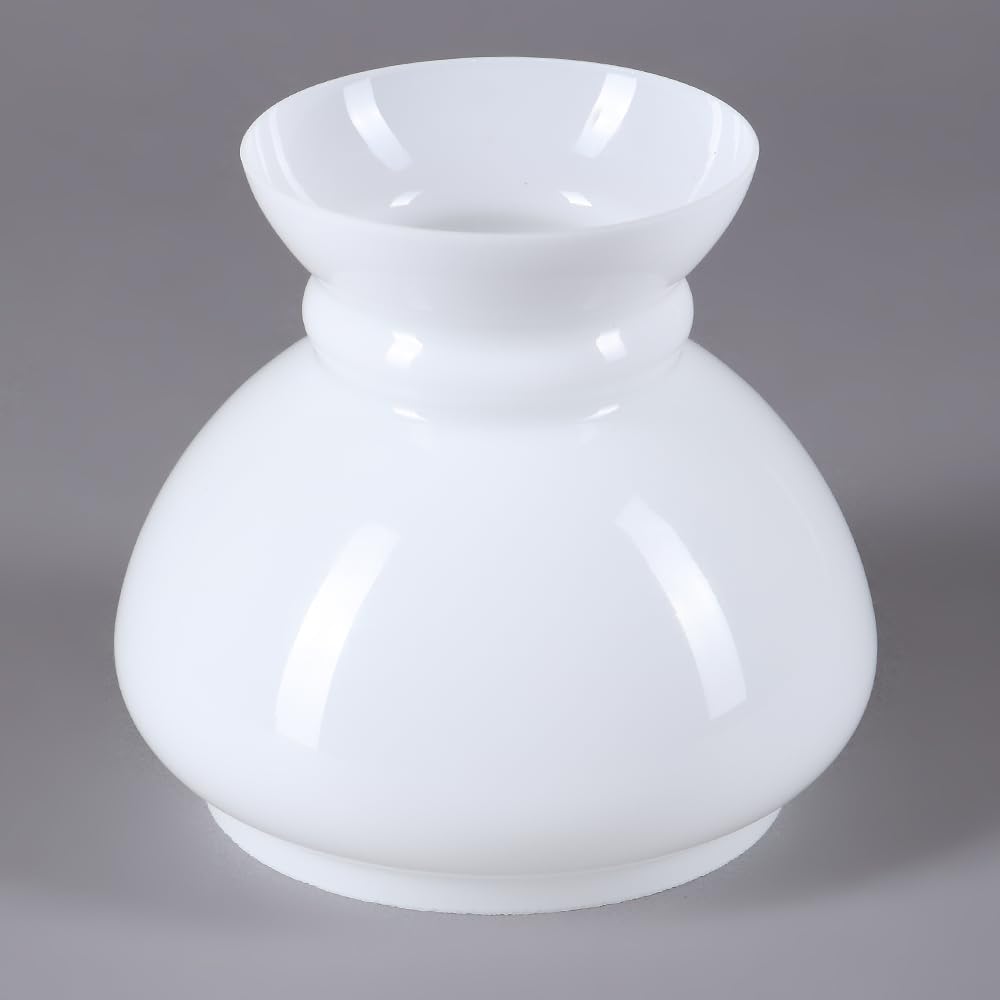 Lampada in vetro a petrolio con inserto ad anello, bianco vetro opale lucido, diametro 145 mm
