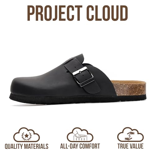 Image of Project Cloud 100% Genuine Leather Footbed Clogs for Women - Memory Foam Arch Support Slippers for Women - Trendy Slip-ons Women's Mules & Clogs Sandals