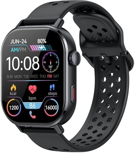 Smart Watch GPS, 2.06"HD AMOLED Display Smartwatch for Men/Women(Answer/Make Call),110+ Workout Mode, 5 ATM Water-Resistance, Heart Rate/Sleep Monitor /Stress, Pedometer Running Watch for Android/iOS