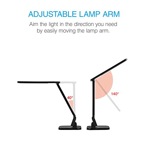 Tenergy 7W Dimmable Led Desk Lamp, 530 Lumens With 5 Dimming Levels, Touch Control With Auto Shut-Off Timer, Eye Protection Foldable Table Light For Home And Office #TOP4