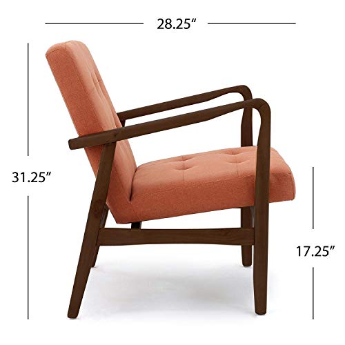 Image of APRODZ Orange Fabric Mid Century Modern Club Chair
