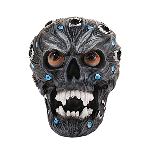 Lhgdk Large Alien Demonic Skull Evil Eyes And Vampire Teeth Hand Painted Colors Resin Skulls Statue #TOP6