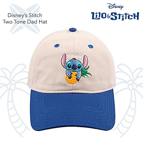 Image of Disney Stitch Dad Hat, Adjustable Cotton Baseball Cap with Curved Brim