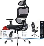 Oline ErgoPro Ergonomic Office Chair - Rolling Home Desk Chair with 4D Adjustable Armrest, 3D Lumbar Support and Blade Wheels - Mesh Computer Chair, Gaming Chairs, Executive Swivel Chair (Black)