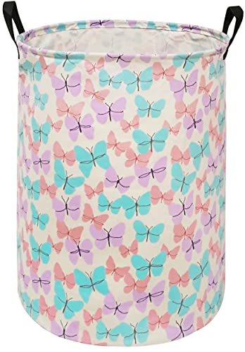 Image of MAIZMZ Storage Bins Toys Box Kids Baby Hamper Waterproof Laundry Basket Canvas Collapsible Gift Organizer Bin for Home /Dorm /Kitchen /Pet /Office /Closet /Shelf /Gift Baskets(Butterfly)