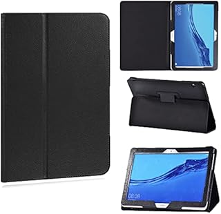Printed Leather slim lightweight Stand Cover Case For Case for Huawei MediaPad T5 10 10.1 Inch 2018 Released Android Tablet, Cover with Stand Function (MediaPad T5 10 10.1", black case)
