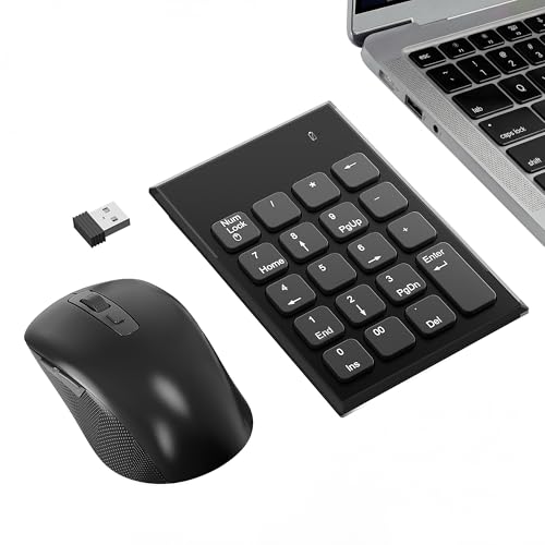 Wireless Number Pad and Mouse for Laptop, 19 Key USB Numeric...