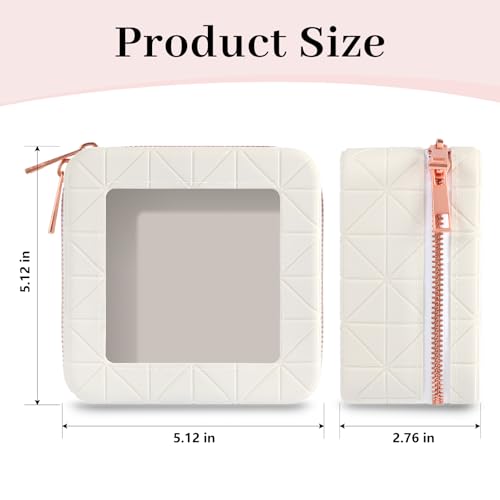 Silicone Clear Makeup Bag, Soft Portable Small Travel Cosmetic Bag for Women, Make Up Organizer Toiletry Bag with Rose Gold Zippers - White2