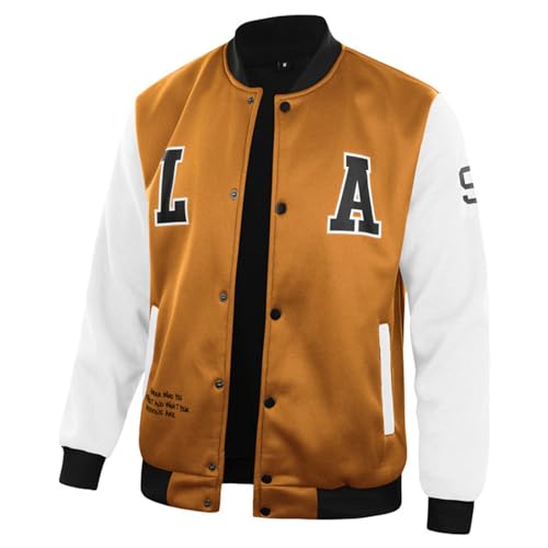 Duohropke College Jacket Men's Baseball Jacket Varsity Jacket Bomber Jacket Transition Jacket Oversized Print Jackets with Button Unisex Fashion Sports Jacket Sweat Jacket Aviator Jacket Urban