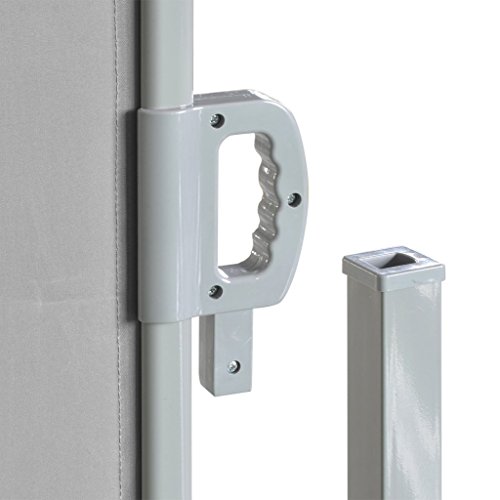 Festnight Retractable Double Folding Side Awning Screen Fence Patio Garden Outdoor Privacy Divider With Steel Pole, 5.2'(H) X 19.7'(W), Gray #TOP4