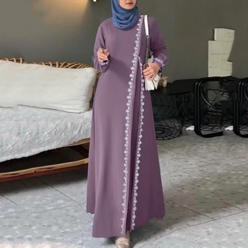 Abaya vestido musulmán largo con encaje árabe para mujer y oración en Ramadán 3