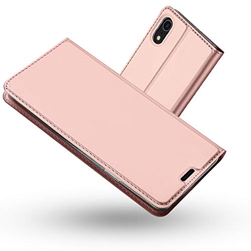 Radoo Funda iPhone XR, Slim Case de Estilo Billetera Carcasa Libro de Cuero,Carcasa PU Leather con TPU Silicona Case Interna Suave [Función de Soporte] para iPhone XR 6.1 Pulgadas (Oro Rosa)