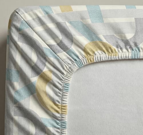 Image of VAS COLLECTIONS Double Bed 160 TC Cloud Cotton Fitted Bedsheet (78x72+10 Inches) | Elastic Deep Pocket Cotton Bed Sheet | Soft, Breathable Bedding for Home & Hotel (Silver Blue Circles)