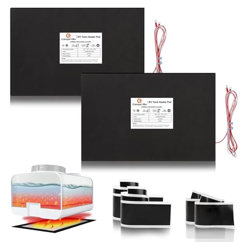 Camperxlite 12" x 18" RV Tank Heater Pad with Automatic Thermostat, DC 12V/13.5V Holding Tank Heater with Larger Heating Module Use with Up to 56 Gallons Fresh Water/Grey Water/Black Water Tank (2Pcs)