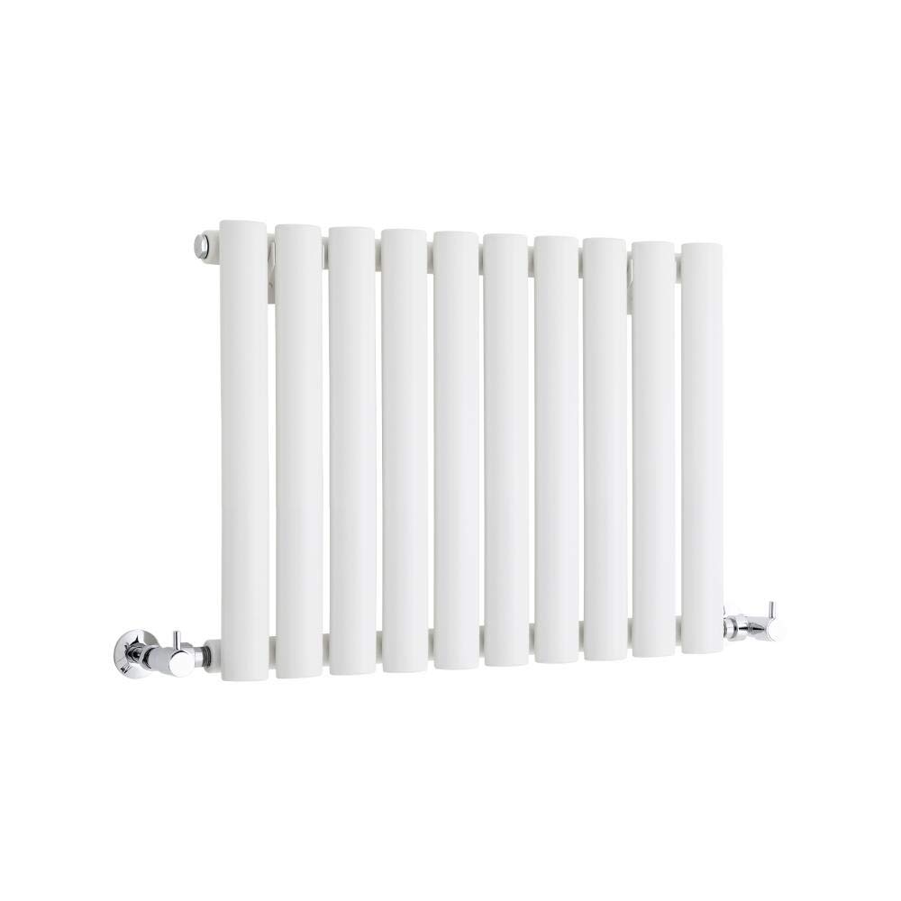 Milano Aruba White Horizontal Single Oval Panel Radiator - 400mm x 595mm