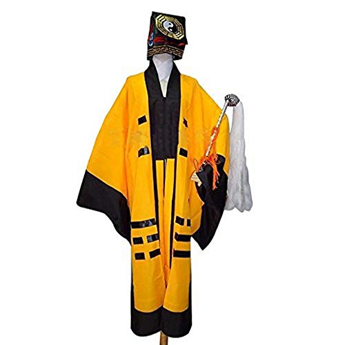 Halloween The Jiangshi Slaying Role Play Yu Yu Hakusho Illusion Mage Mr. Vampire Costumes Book Field Country Halloween Jiangshi I Money PI Ramekin 8 Hexagram Cloth Robe /Asia NG Horror (Costumes+Hat(Black))