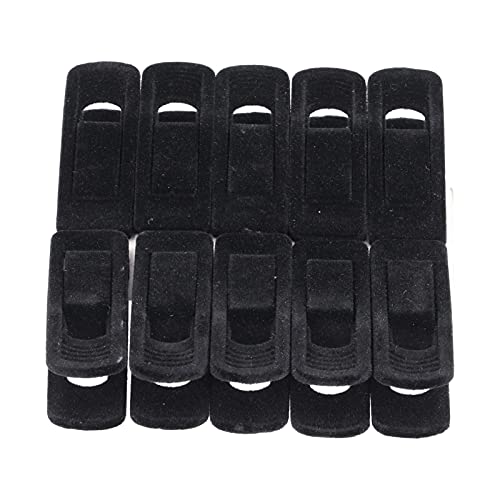 Yuecoom 10 Pack Velvet Hangers Clips Black Flocking Hanger Clips Clothespins, Pants Clips for Hangers,Non-Slip A Clip Pants (Black)