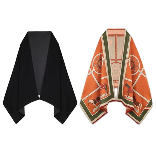 EXTREE Scarfs for Women Pashmina Silky Shawl Wrap for Evening Dressing Blanket Open Front Poncho Cape