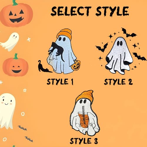 Noni Custom Embroidered Halloween Quarter Zip Sweatshirt - Ghost Shirt - Halloween Embroidered Sweatshirt-Ghost-Fall Sweatshirt-Spooky Season-1/4 zip4