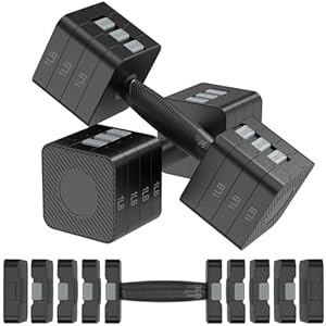 22LBS Adjustable Dumbbells Set, Hand Weights Sets with 5 Levels 3lb, 5lb, 7lb, 9lb, 11lb, Adjustable Weight Dumbbells for Women/Men Home Gym Full Body Workout