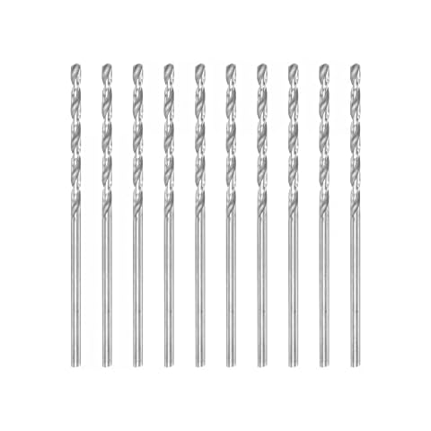 sourcing map 10 Stk. 1,75mm HSS W6542 Mikrobohrer Voll Geschliffen Bohrer für Baustahl Kupfer Aluminium 52mm Länge Cover