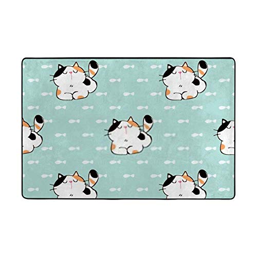 Tapis corail en tissu polyester et coton stretch motif chat