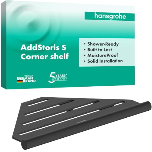 Image of hansgrohe AddStoris S - shower shelf, corner basket, shower caddy, bathroom accessories, matt black, 41761670