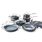 GreenPan Valencia Pro Hard Anodized Induction Safe Healthy Ceramic Nonstick Gray Cookware Pots and Pans Set, 16 Piece