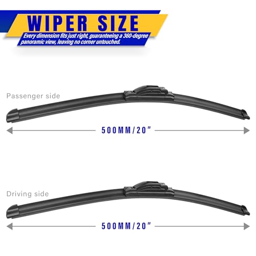 Image of 20 inch 20 inch Front Windshield Wiper blades Replacement for Ford Excursion 2000-2005,Lincoln Navigator 1998-2007,GMC Sonoma 1994-2004,Premium All-Season Replacement Automotive Windshield Wipers