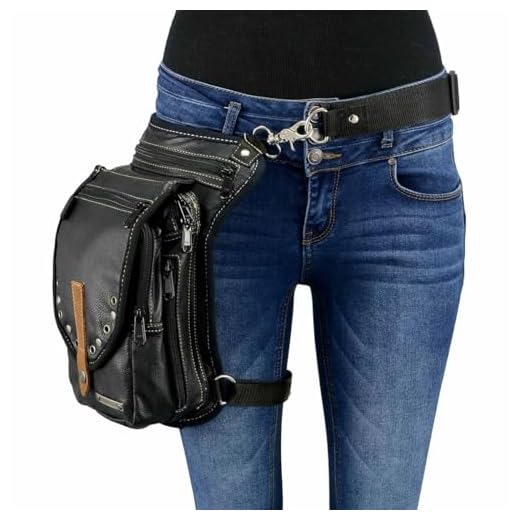 Milwaukee Leather MP8899 Black Conceal and Carry Leather Thigh Bag with Waist Belt - One Size