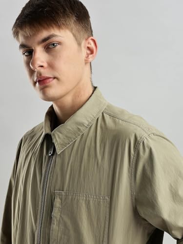 Image of Solid Regular Fit Cotton Jacket