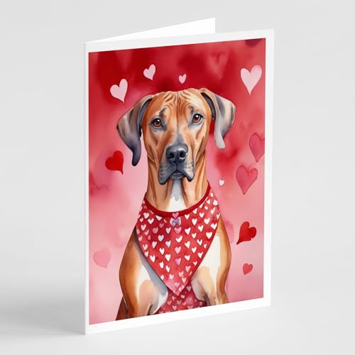 Caroline's Treasures DAC5427GCA7P Rhodesian Ridgeback My Valentine Greeting Cards Pack of 8 Blank Cards with Envelopes Whimsical A7 Size 5x7 Blank Note Cards