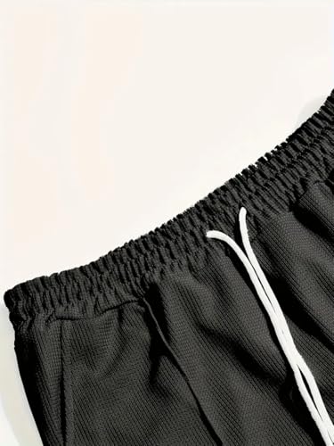 Image of Jawdrobe Men's Waffle-Check Co-Ord Set | Self-Textured Collar Top | Drawstring Jogger Pants | Cotton-Blend Loungewear /Night-Suit | Casual Travel & Streetwear Two-Piece