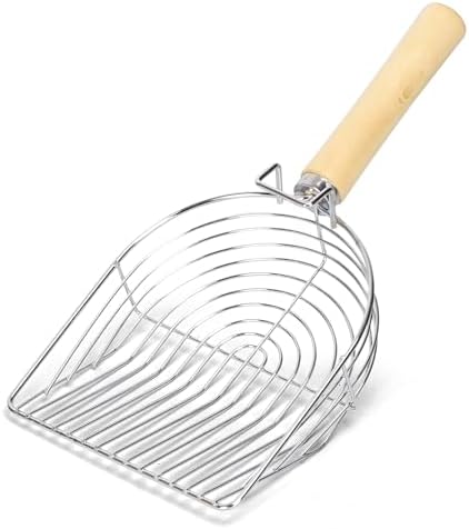 Nobleza - Pala Arenero Gato,Pala para Gatos,Pala de Metal con Mango de Madera, Duradero,Se Limpia Muy rápido la Arena con Esta Pala (Plata)