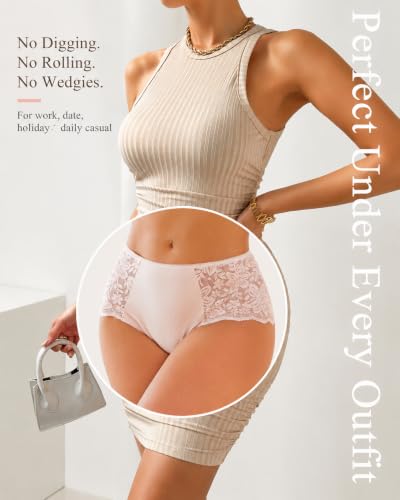 Image of Sexy Underwear for Women Cotton High Waisted Brief Lady Lace Panties 6 Pack