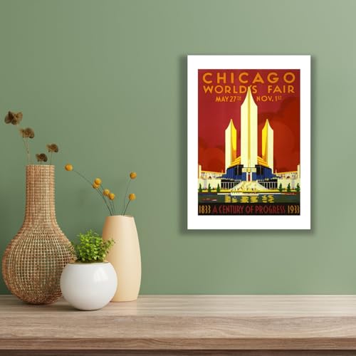 Poster Chicago Worlds Fair 1933 grand format evocation nostalgique du voyage retro - 3