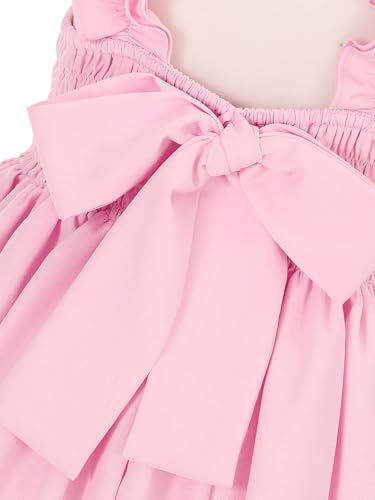 Flofallziqe Girls Casual Dress Summer Ruffle Shoulder Cute Bow Back Kid Boho Sundress for 4-12 Years3