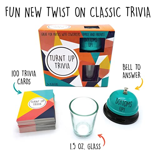 Tmd Retail Turnt Up Trivia Card Games For Adults - Call Bell Card Games For Adults - Trivia Games For Family - Friends Trivia For Bachelor, Birthday Parties - Trivia Game With 1.5 Oz Shot Glass 44 Ml #TOP4