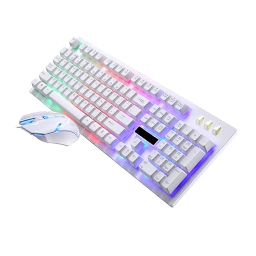 Clavier souris gamer filaire avec touches lumineuses en plastique solide de 104 touches pour bureau
