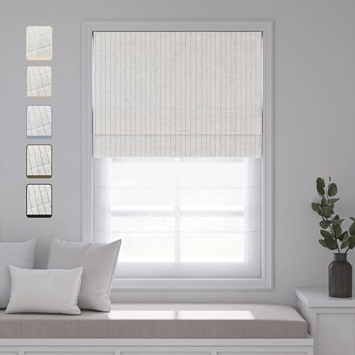 SLKWDOBD Day Night Cordless Roman Shade, Light Filtering and Blackout 2in1 Roman Blind for Windows, Dual Fabric, Insulated, Privacy, Custom Size for Home, Office, Drill Day Night Type