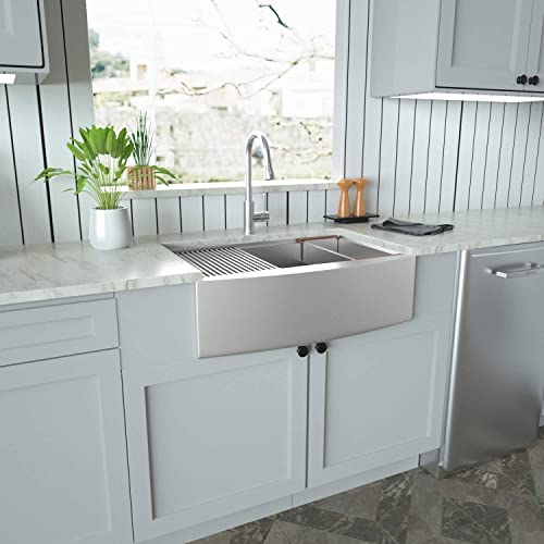 33 Farmhouse Sink - Mocoloo 33 Inch Kitchen Sink Apron Front Workstation Stainless Steel 16 Gauge Single Bowl Farm Style Deep Sink Basin #TOP2
